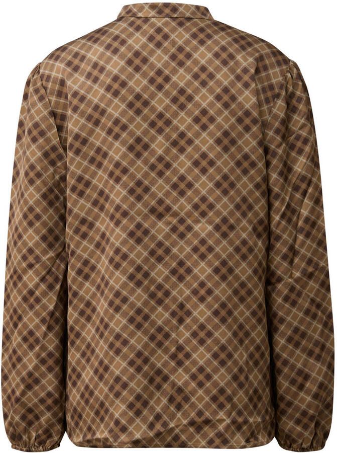 Comma geruite blouse bruin