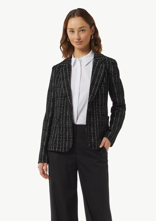 Comma geruite getailleerde blazer zwart grijs - Foto 2