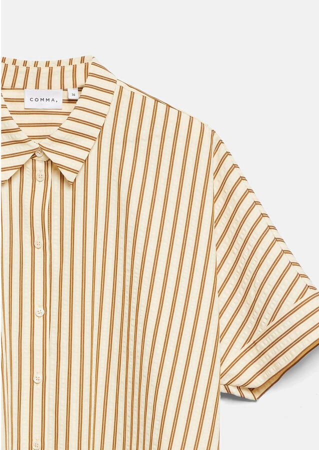 Comma gestreepte blouse beige - Foto 3