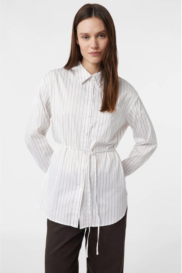 Comma gestreepte blouse ecru