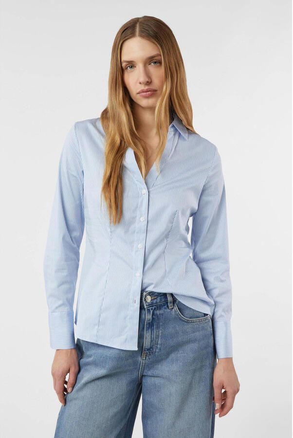 Comma Slim fit overhemdblouse met V-hals - Foto 2