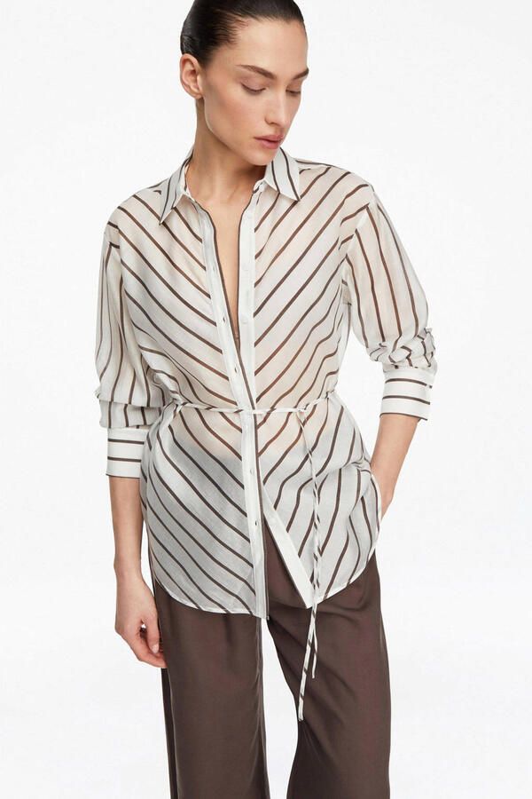 Comma gestreepte blouse wit