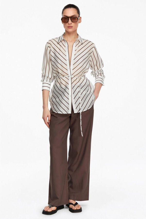 Comma gestreepte blouse wit - Foto 2