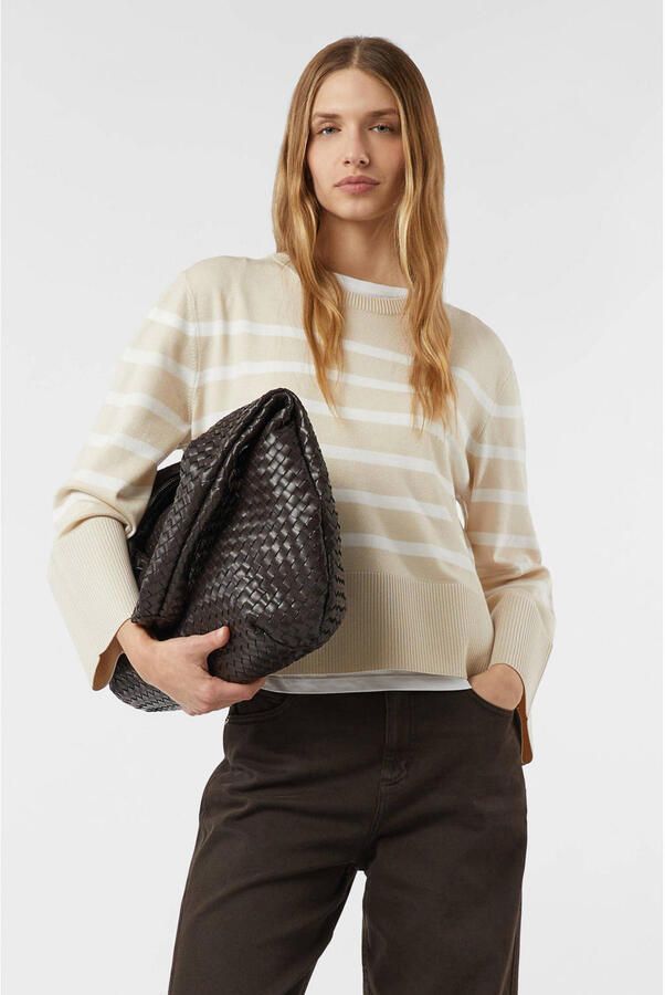 Comma gestreepte pullover beige