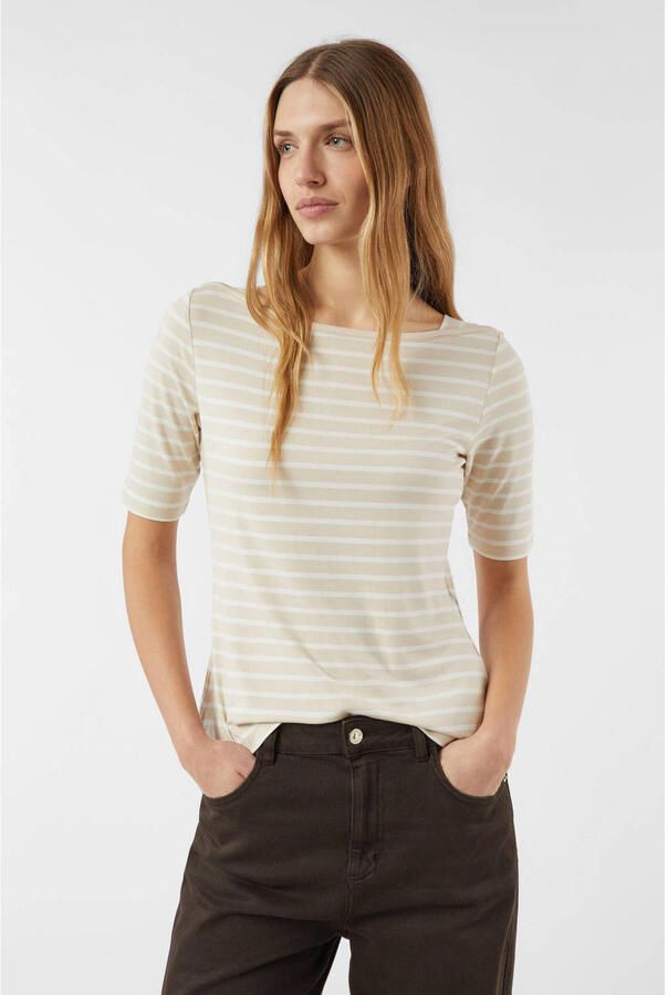 Comma gestreepte top beige