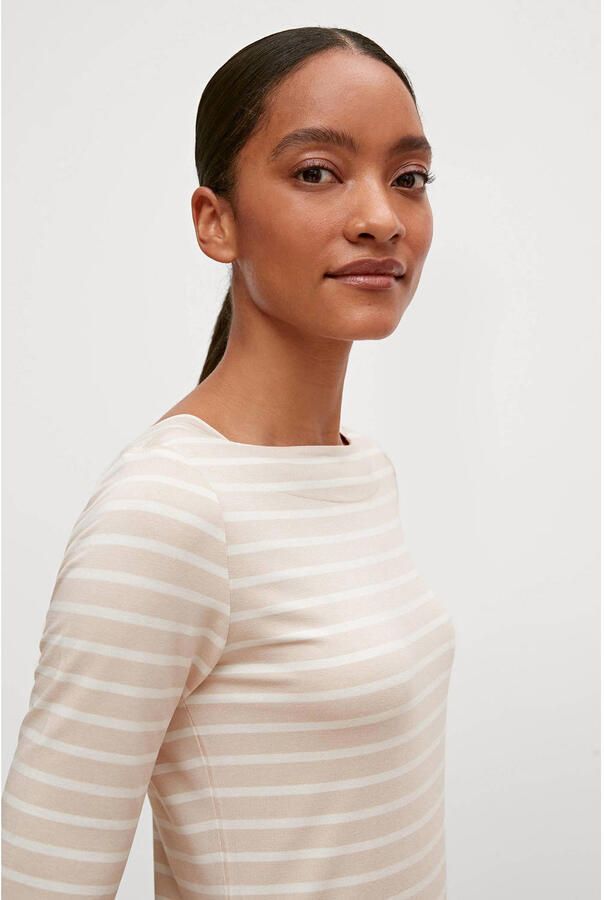 Comma Shirt met korte mouwen met strepen en slim fit