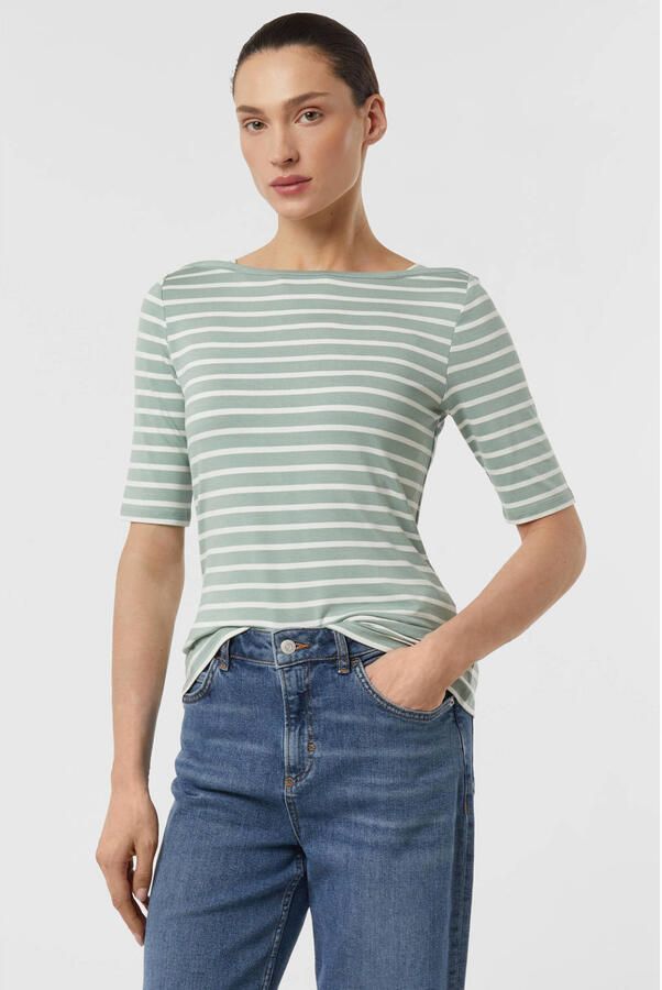 Comma Slim fit T-shirt van viscosemix