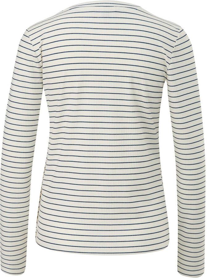 Comma Shirt met lange mouwen en geribde ronde hals