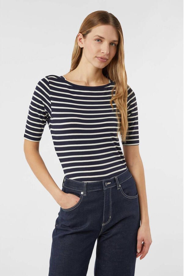 Comma gestreepte top marineblauw