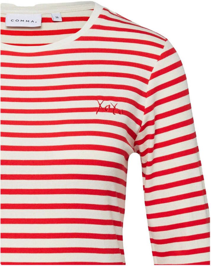 Comma Shirt met lange mouwen met ronde hals en Statement-stitching - Foto 2