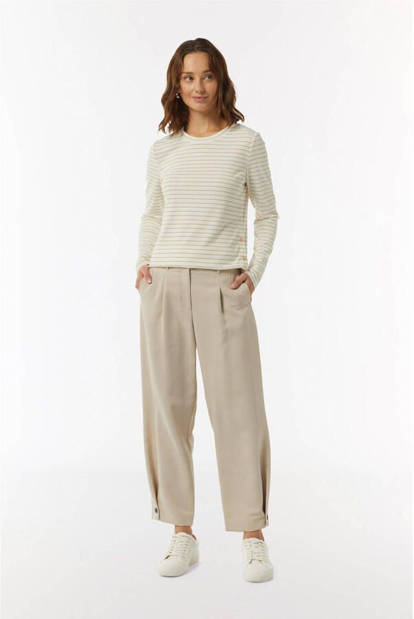 Comma Shirt met lange mouwen en geribde ronde hals