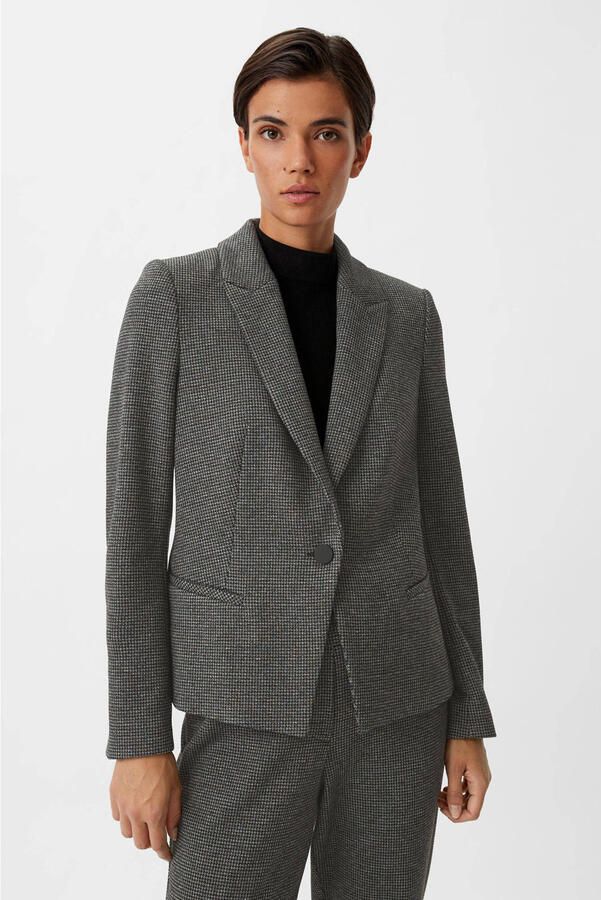 Comma getailleerde blazer met pied-de-poule antraciet - Foto 2