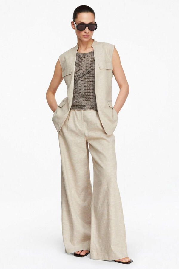 Comma gilet met linnen beige - Foto 2