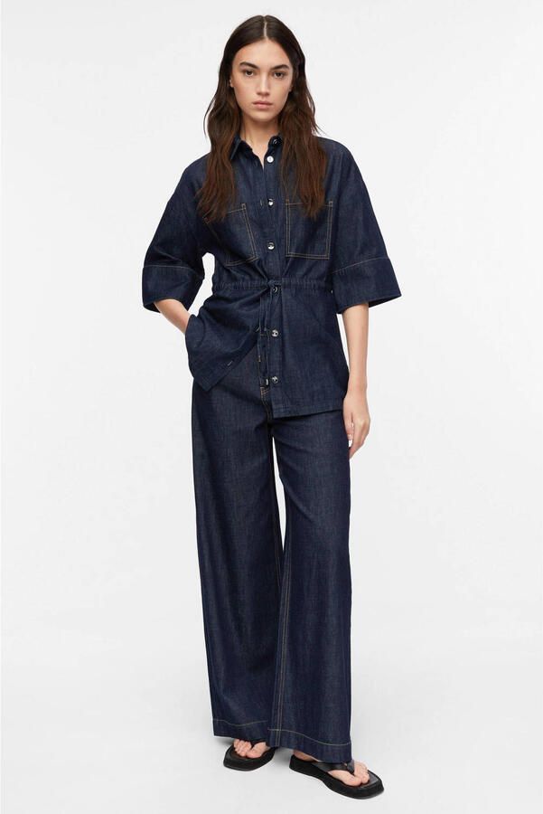 Comma high waist wide leg jeans dark blue denim