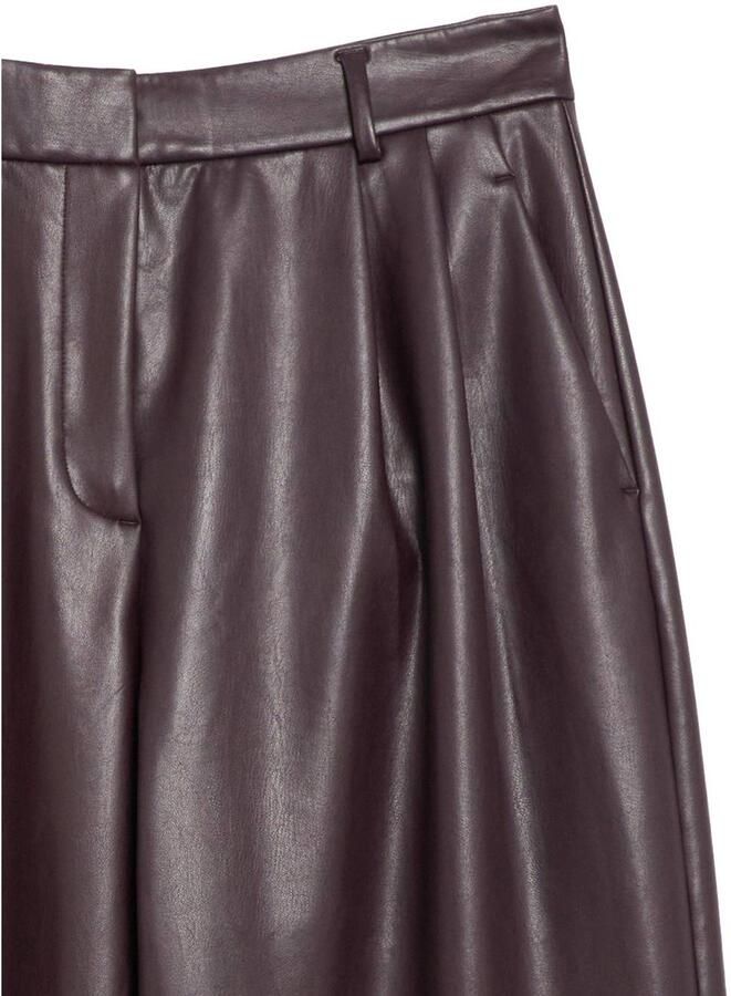 Comma imitatieleren high waist cropped ballonbroek met plooien donkerpaars - Foto 2
