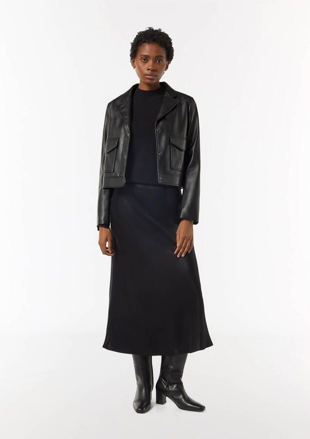 Comma Imitatieleren jack met reverskraag