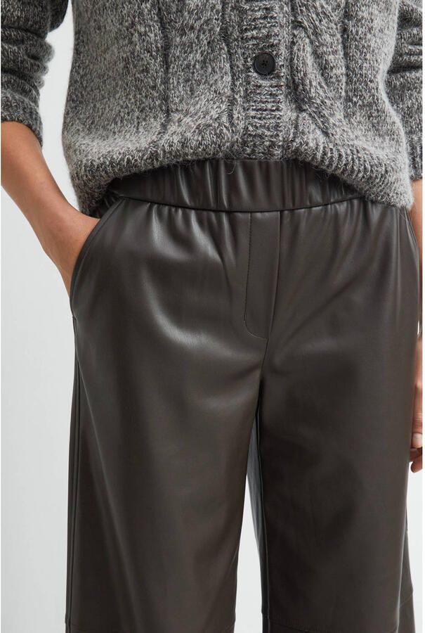 Comma imitatieleren wide leg broek donkerbruin - Foto 2