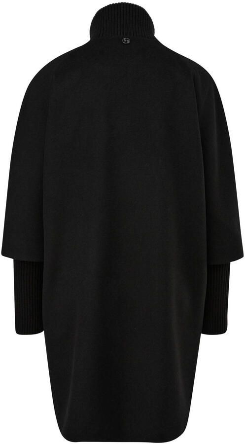 Comma Gebreide Kraag Wollen Cape Jas Black Dames - Foto 3