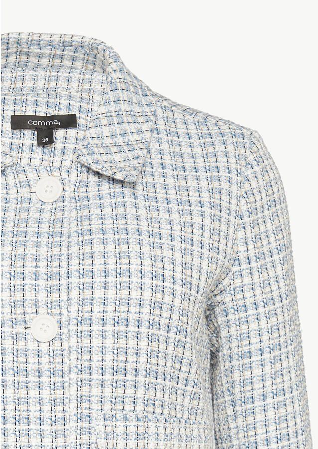 Comma Korte Tweedjas Casual Look Blue Dames - Foto 3