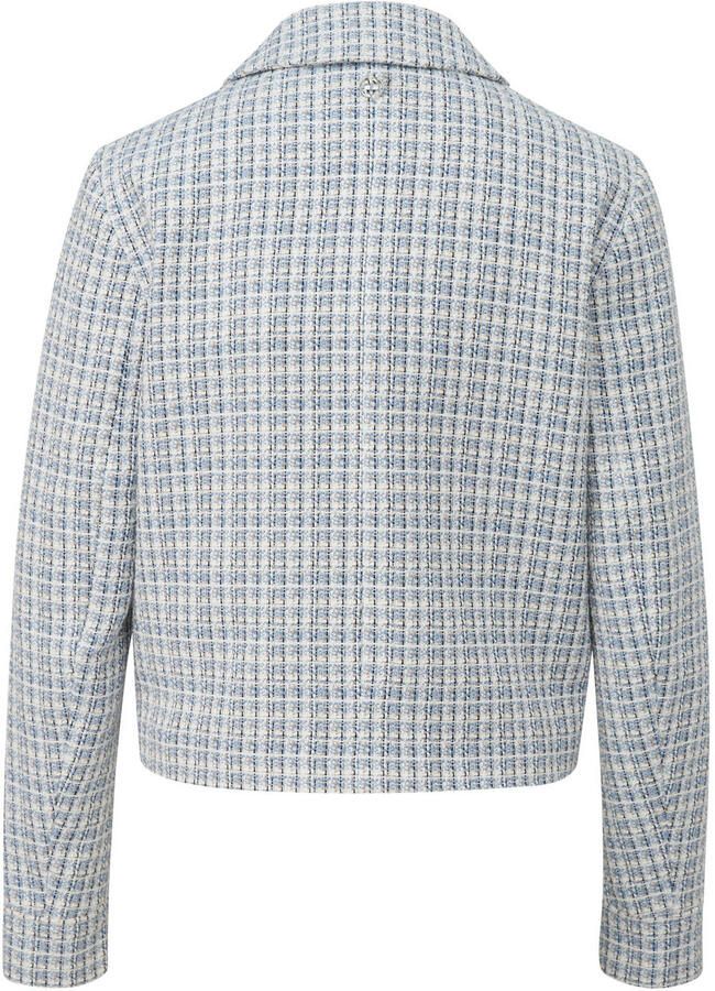 Comma Korte Tweedjas Casual Look Blue Dames