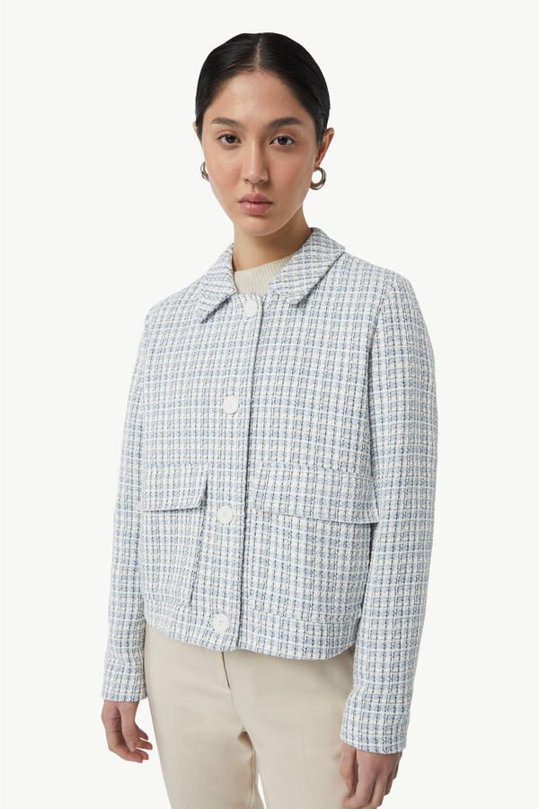 Comma Korte Tweedjas Casual Look Blue Dames - Foto 2