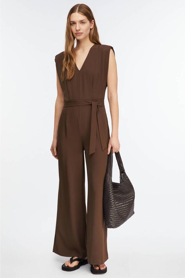 Comma jumpsuit donkerbruin
