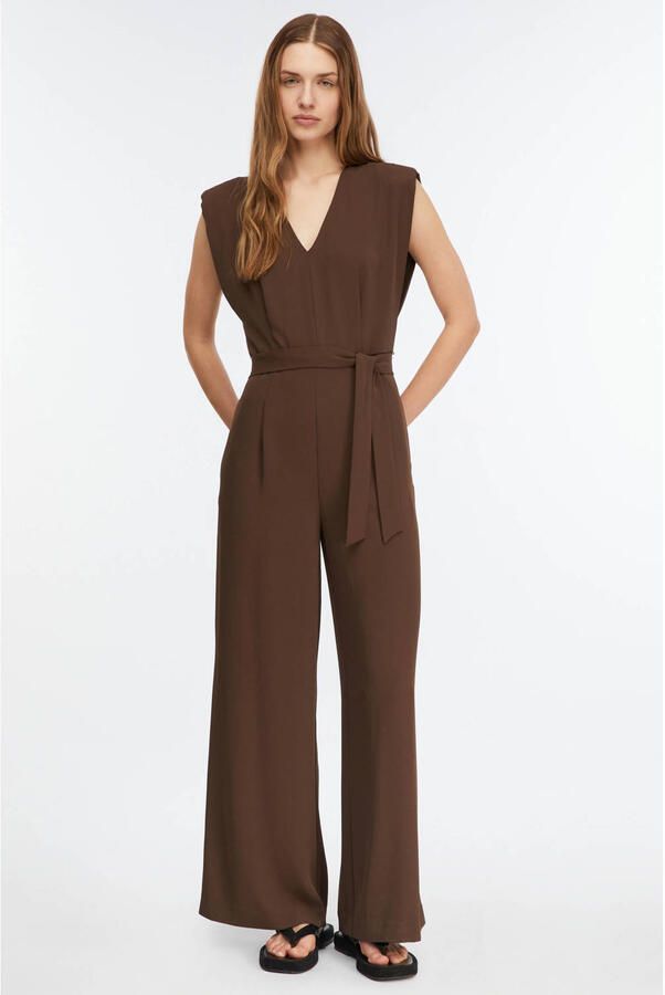 Comma jumpsuit donkerbruin - Foto 3