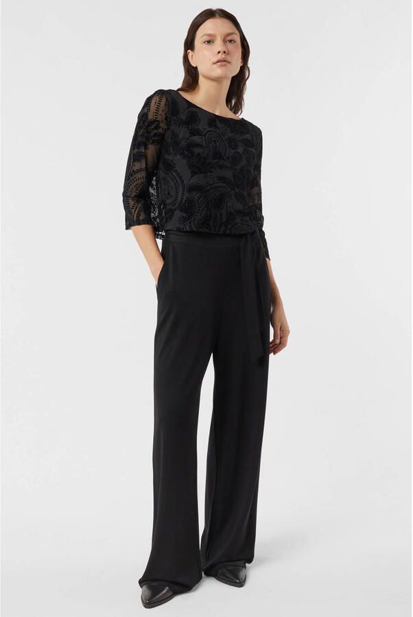 Comma jumpsuit met paisley print zwart straight