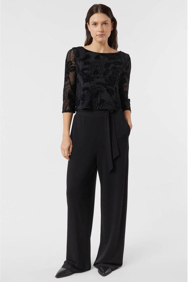 Comma jumpsuit met paisley print zwart straight - Foto 2