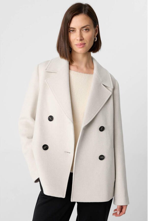 Comma korte wollen mantel lichtgrijs - Foto 2