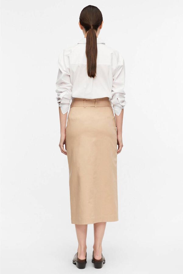 Comma lyocell midi rok met ceintuur beige - Foto 3