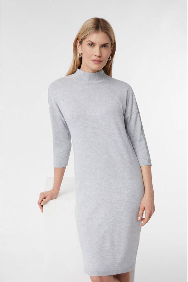Comma Knielange gebreide jurk met opstaande kraag en 3 4-mouwen - Foto 2