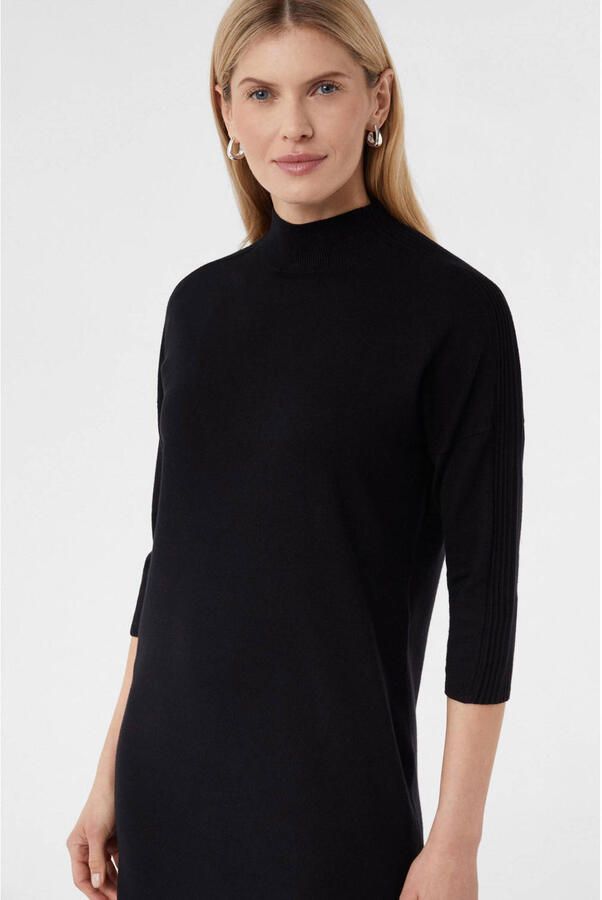 Comma Knielange gebreide jurk met opstaande kraag en 3 4-mouwen - Foto 2