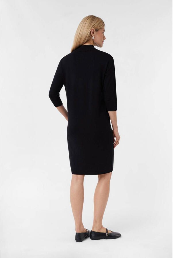 Comma Knielange gebreide jurk met opstaande kraag en 3 4-mouwen