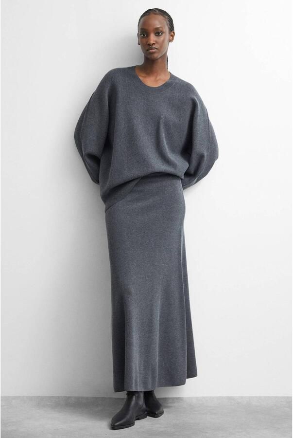 Comma midi rok met melée antraciet