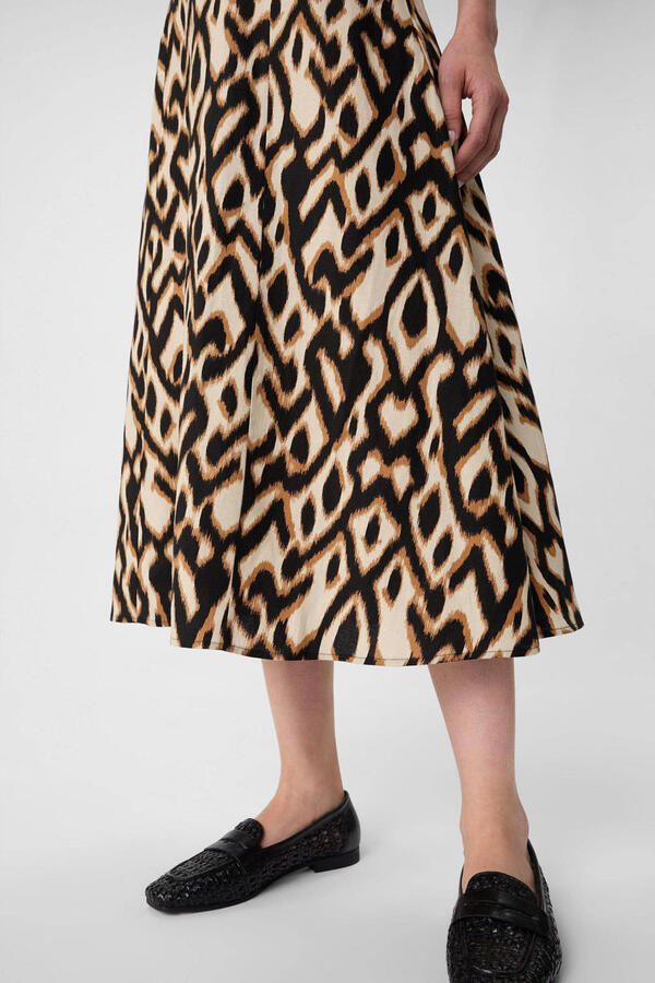 Comma Midirok met grafisch patroon viscose-linnenmix - Foto 3