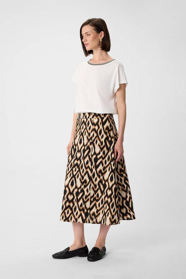 Comma Midirok met grafisch patroon viscose-linnenmix - Foto 2