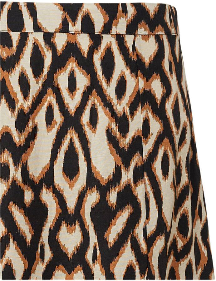 Comma Midirok met grafisch patroon viscose-linnenmix