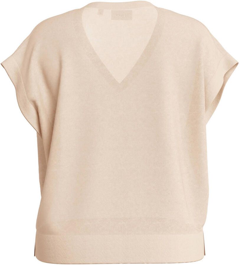Comma mouwloze top met linnen beige - Foto 2