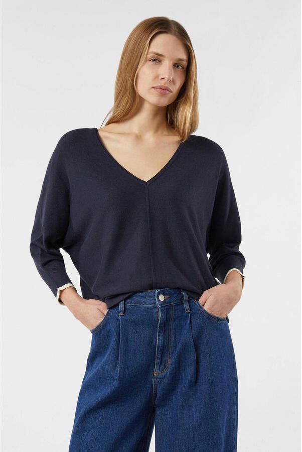 Comma Gebreide pullover van viscosemix met V-hals