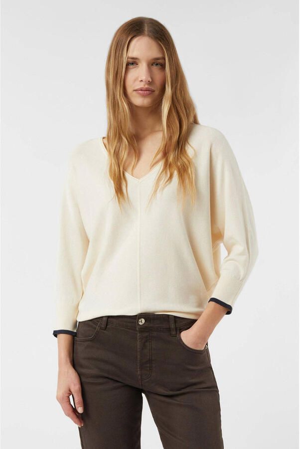 Comma Gebreide pullover van viscosemix met V-hals