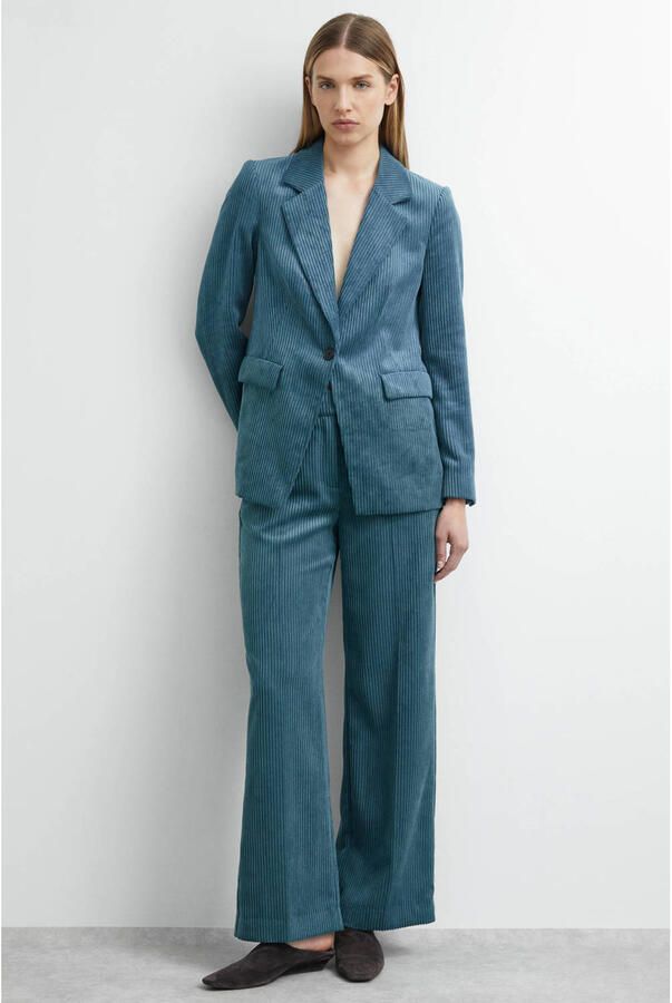 Comma Slim fit blazer van corduroy met klepzakken - Foto 2