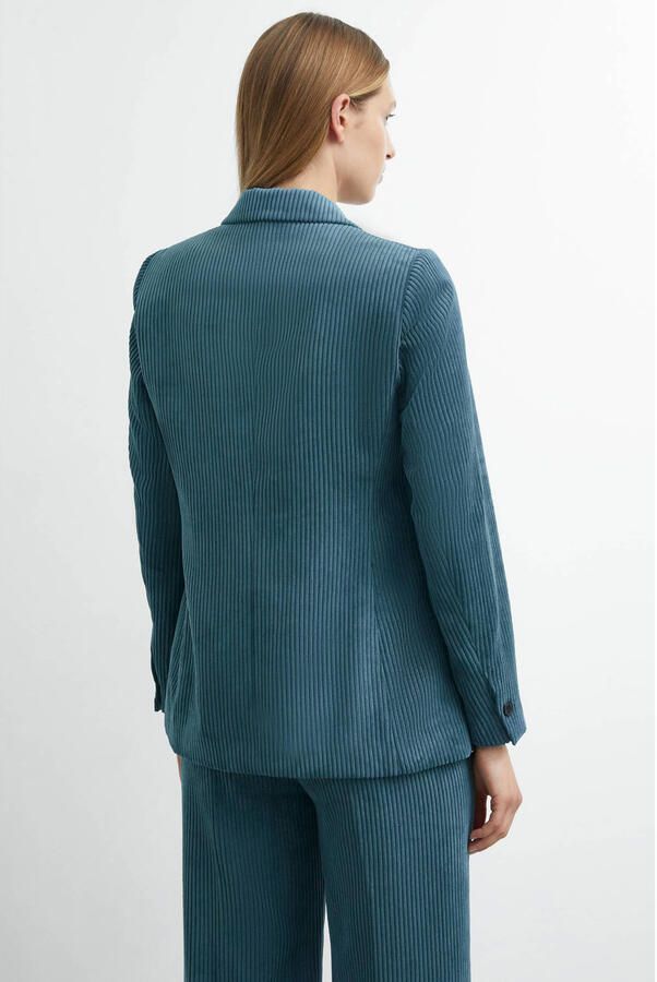 Comma Slim fit blazer van corduroy met klepzakken - Foto 3