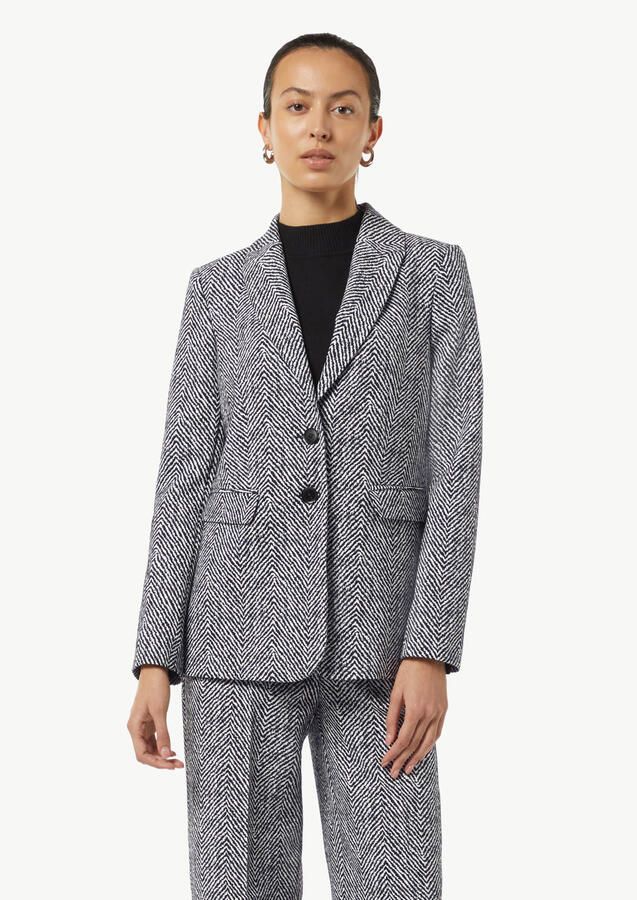 Comma Gestructureerde Jacquard Blazer Gray Dames
