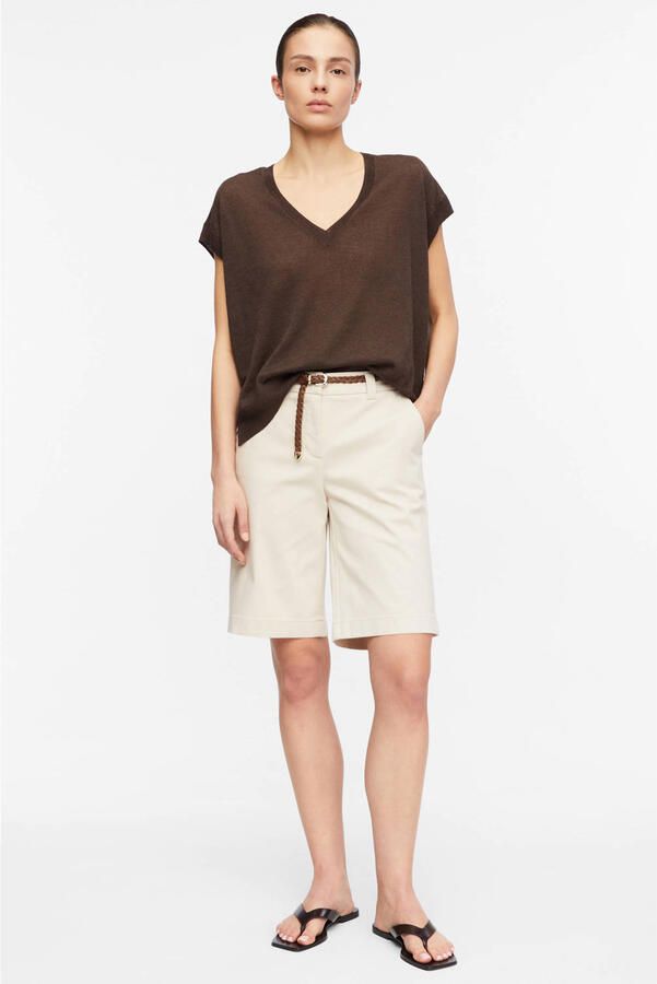 Comma regular high waist chino short ecru