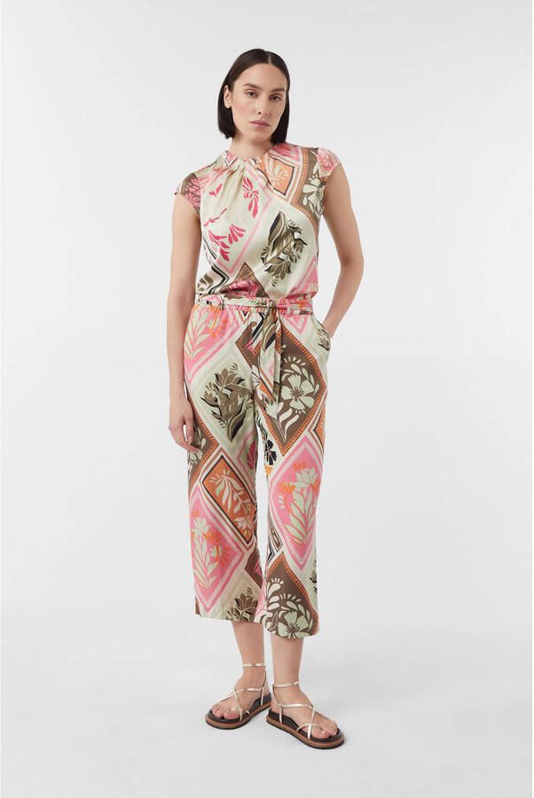 Comma Straight leg stoffen broek met strikceintuur