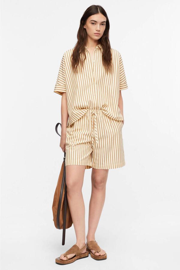 Comma regular waist gestreepte casual short beige