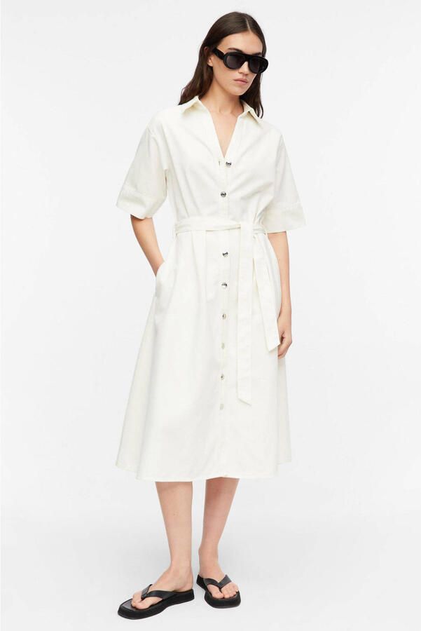 Comma relaxed fit blousejurk met ceintuur wit