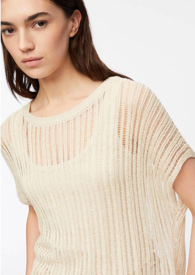 Comma regular fit T-shirt van viscosemix in semitransparant design - Foto 2