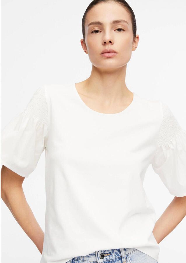 Comma regular fit T-shirt met smokdetail